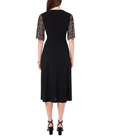 Msk Petite V-Neck Embellished-Sleeve Midi Dress