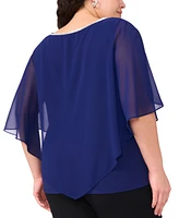 Msk Plus Rhinestone-Trim Overlay Cape Top