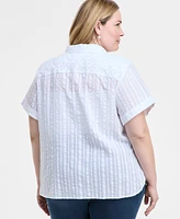Tommy Hilfiger Plus Cotton Shadow-Striped Camp Shirt