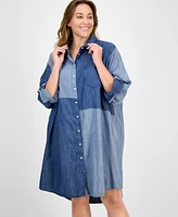 Tommy Hilfiger Plus Patchwork Chambray Shirtdress