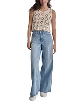 Dkny Jeans Women's Crochet Scoop-Neck Cotton Top