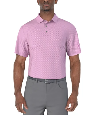 Pga Tour Men's Short Sleeve Geo Print Polo Shirt