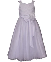 Bonnie Jean Big Girls Embroidered to Tulle Communion Dress with Jacket