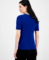 Tahari Asl Women's Fine-Rib Crewneck Sweater T-Shirt