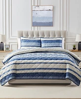 Seventh Studio Blue Stripe Pinsonic Microfiber -Pc. Quilt Set