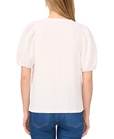 CeCe Women's Textured Puff-Sleeve Top