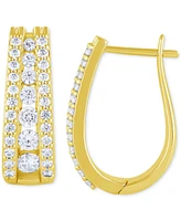 Diamond Triple Row Oval Hoop Earrings (1-1/2 ct. t.w.) in 14k Gold