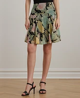 Lauren Ralph Women's Floral Crinkle Georgette Skirt