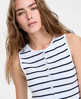 Ultra Flirt Striped Sweater Vest Indigo Rein Denim Shorts