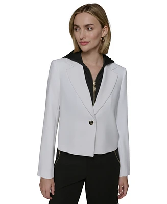 Karl Lagerfeld Paris Women's Notched-Collar Hoodie Blazer