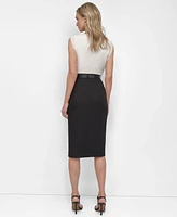 Dkny Women's Belted Chain-Trim Front-Slit Pencil Skirt