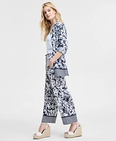 Tommy Hilfiger Women's Floral-Print Pull-On Wide-Leg Pants