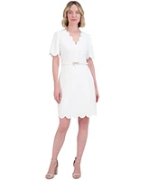 Eliza J Women's Short-Sleeve Belted A-Line Dress