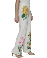 Karl Lagerfeld Paris Women's Placed Floral Straight-Leg Pants