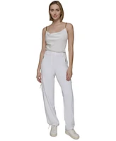 Karl Lagerfeld Paris Women's Adjustable Bungee-Hem Cargo Pants