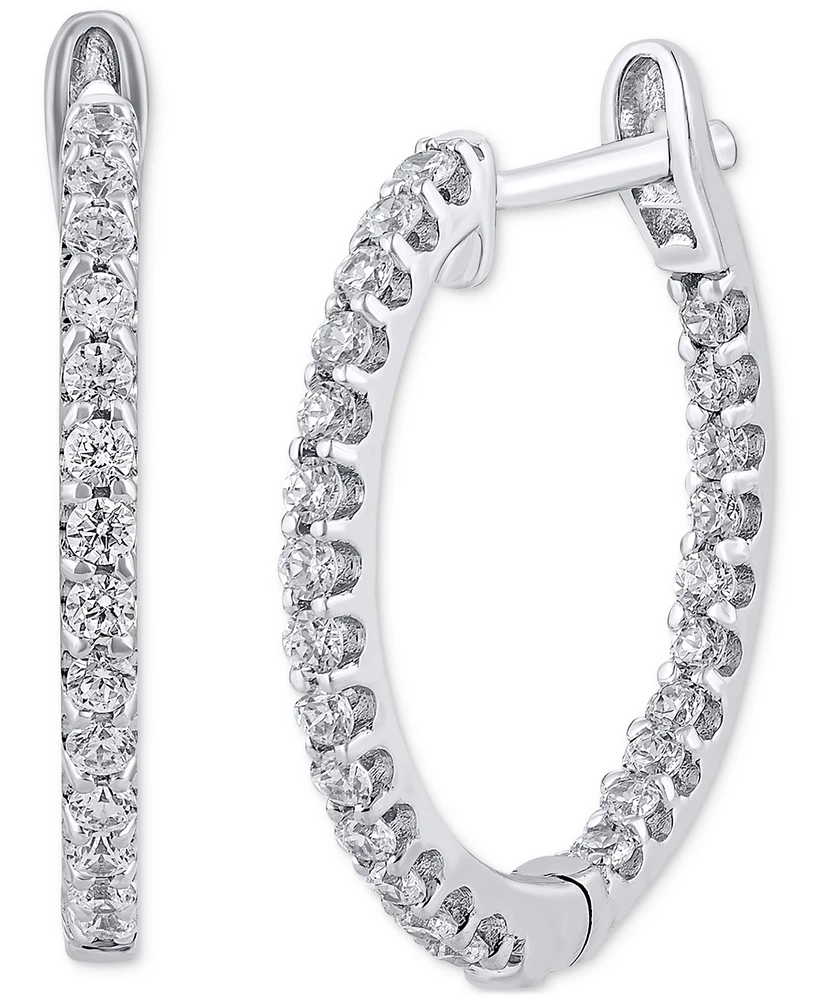 Diamond Small Hoop Earrings (1/2 ct. t.w.) 14K White or Yellow Gold