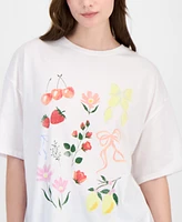Grayson Threads, The Label Juniors' Bow Floral Graphic T-Shirt