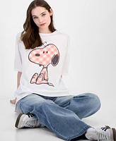 Grayson Threads, The Label Juniors' Gingham Snoopy Graphic T-Shirt