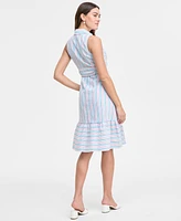 Jones New York Women's Striped Sleeveless Midi Shirtdress