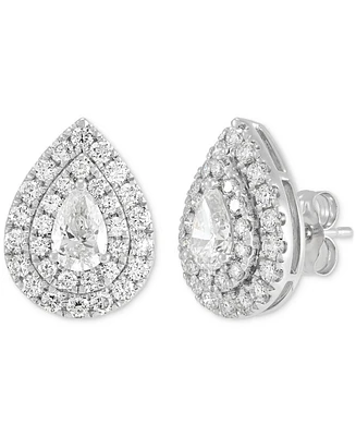 Grown With Love Lab Grown Diamond Pear & Round Double Halo Earrings (1-1/2 ct. t.w.) in 14k White Gold