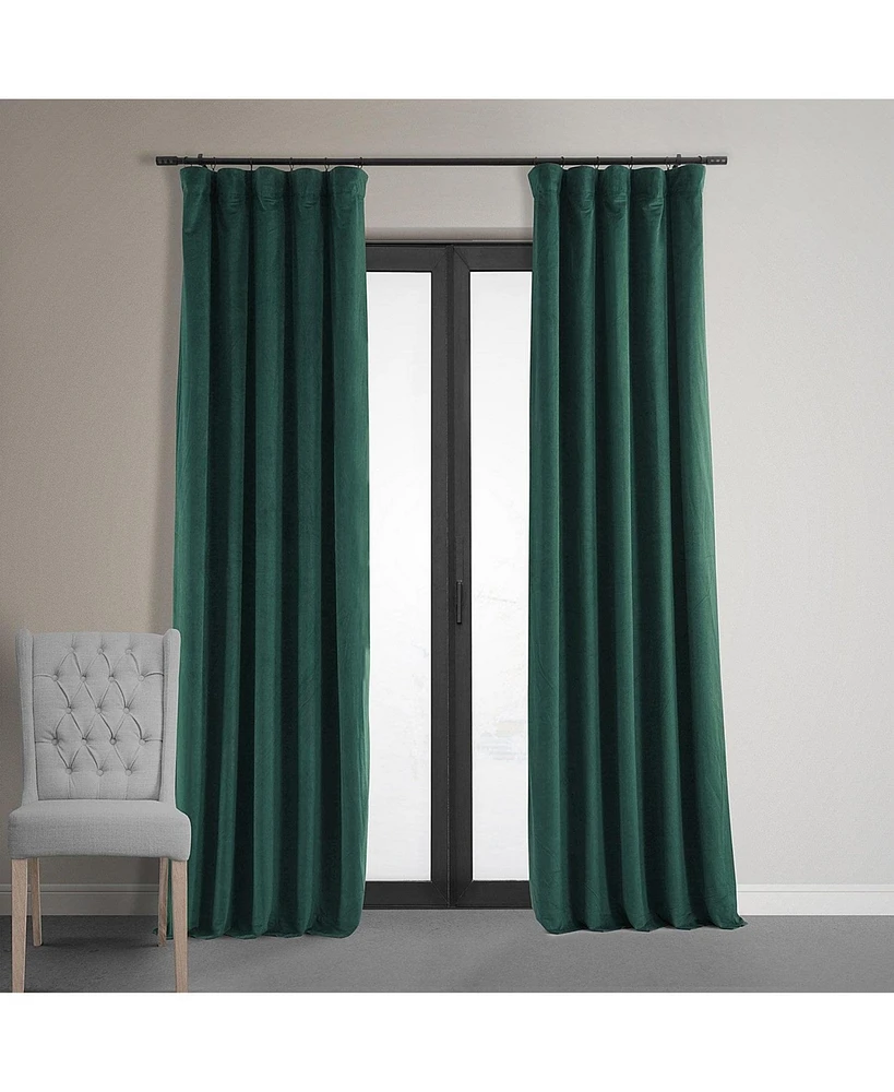 Half Price Drapes Blackforest Green Signature Velvet Blackout Curtain