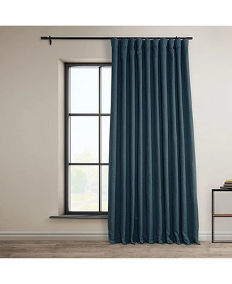 Half Price Drapes Story Blue Extra Wide Textured Faux Linen Room Darkening Curtain