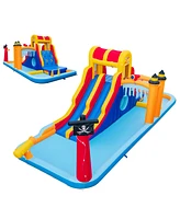 6-In-1 Inflatable Water Slide with Dual Slides and Cave Crawling Game without Blower