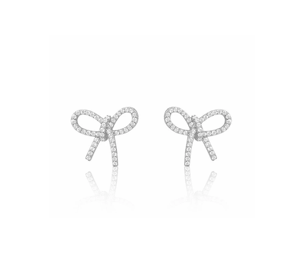 Bow Studs Silver and Cubic Zirconia