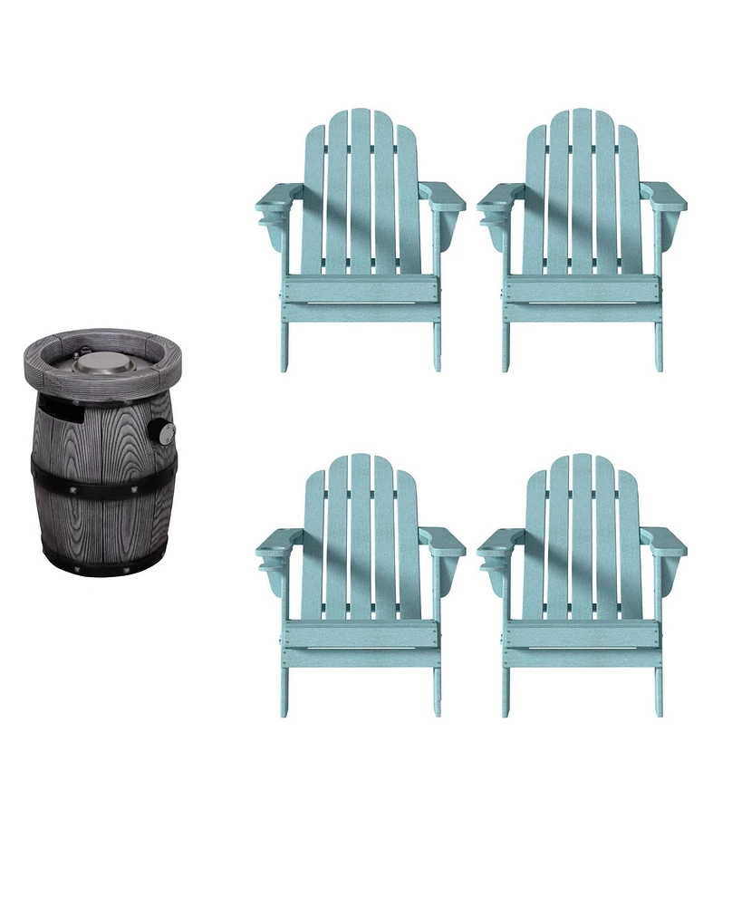 5-Piece Hdpe Adirondack Chairs Conversation Set with Outdoor Fire Pit Table