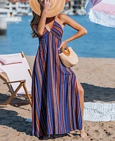Cupshe Women's Sunset Colors Striped Maxi Beach Dress