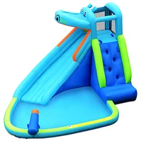 Hippo Inflatable Water Slide Bounce House Fun Outdoor Playset for Kids