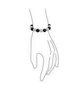 Bling Jewelry Black White Pave Crystal Bracelet Ball Black Cord String Adjustable