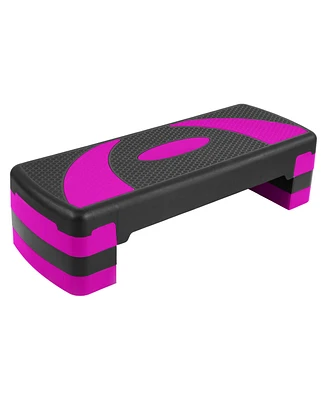 BalanceFrom Fitness Lightweight Portable Adjustable Height Workout Aerobic Stepper Step Platform Trainer with Raisers, Black/Pink