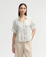 Nvlt Women s Button Front Cropped Shirt