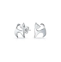 Bling Jewelry Siamese Cat Stud Earrings in Sterling Silver - Whimsical and Cute Pet Jewelry