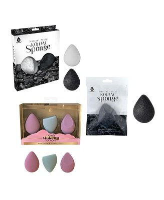 Pursonic Skin & Beauty Essentials Bundle – Konjac Sponge Duo, Bamboo Charcoal Konjac Sponge & 3-Pack Makeup Sponge Set