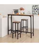 Gymax Set of 2 Industrial Bar Stools 28'' Kitchen Breakfast Bar Chairs