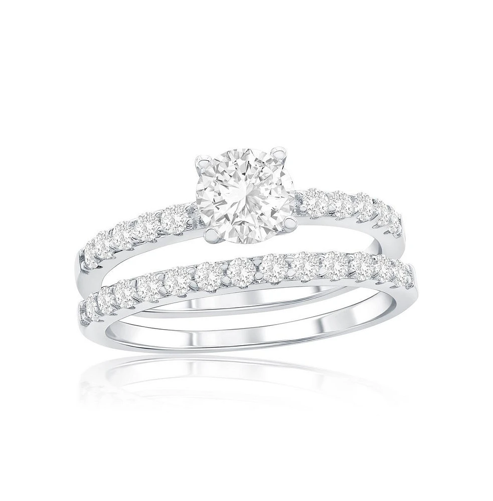 Sterling Silver, 6mm Round Solitaire Cz 2-pc Ring