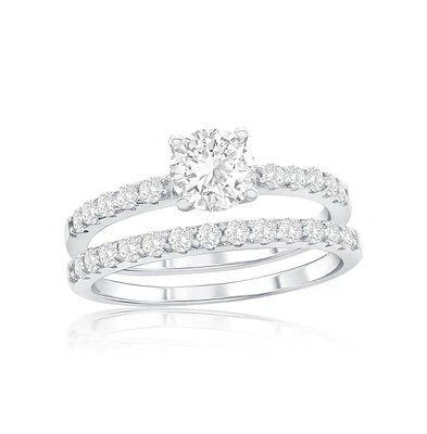 Sterling Silver, 6mm Round Solitaire Cz 2-pc Ring