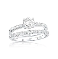 Sterling Silver, 6mm Round Solitaire Cz 2-pc Ring