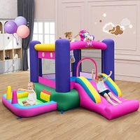Inflatable Bounce House Kids 6-in-1 Jumping Castle with Slide Ball Pit with 480W Blower