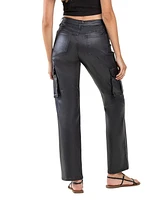 Vervet Women's High Rise Coated Cargo Straight Jeans