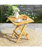 Teak Wood Square Coffee Table with X-shaped Legs and Slatted Tabletop