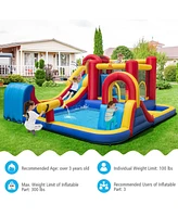 7 in 1 Outdoor Inflatable Bounce House with Water Slides and Splash Pools without Blower