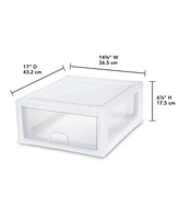 Sterilite 16 Quart Clear Plastic Stacking Storage Drawer Container Box, 6 Pack