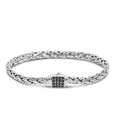 Black Spinel & Sterling Silver Paddy Oval 5mm Chain Bracelet, Medium 7.5 in