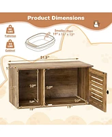 Cat Litter Box Enclosure with Louvered Door & Open Compartment Stylish Hidden Litter Box Cabinet