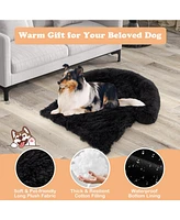 44"x 40"x 32" Plush Calming Dog Couch Bed with Anti-Slip Bottom