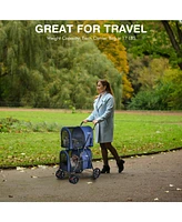 4-in-1 Double Pet Stroller with Detachable Carrier and Travel Carriage