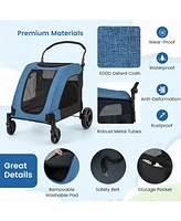 4 Wheels Extra Large Dog Stroller Foldable Pet Stroller with Dual Entry